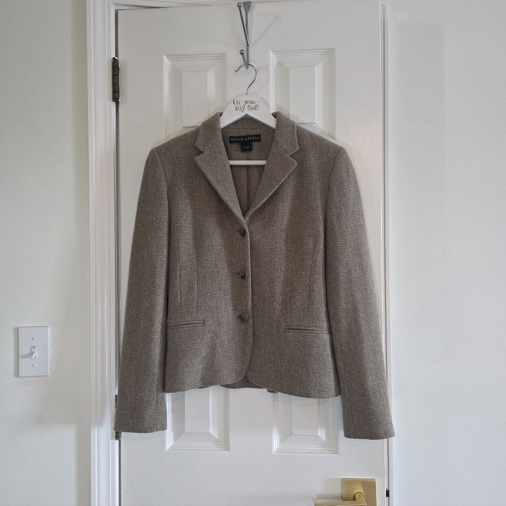 PRISTINE Ralph Lauren Black Label Beige Tan Wool Blend Blazer Size Small - Picture 3 of 10